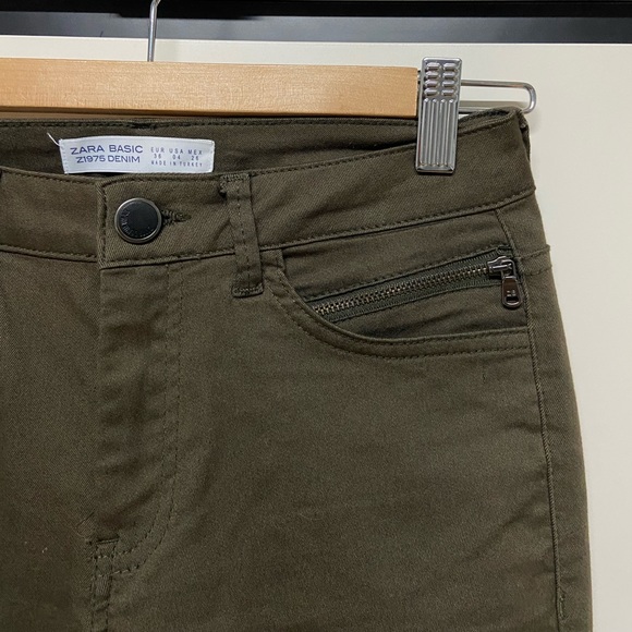 Women's Stretchy Denim Pants - Olive Green - US 4 - Business Casual - ZARA - Picture 1 of 9